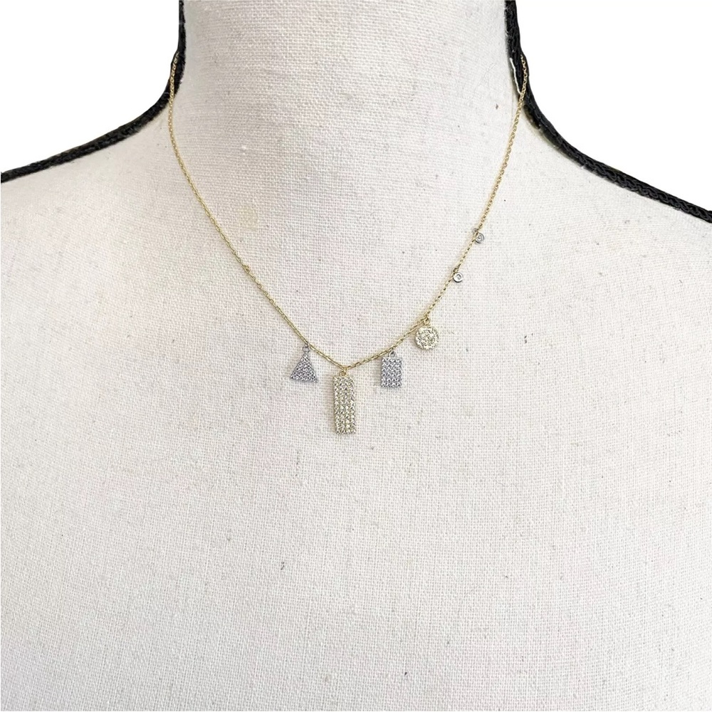 NWT Gold Plated Multi Shaped Pavé Swarovski Crystal Accented Necklace - Picture 11 of 15